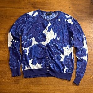 Blue and White Button-Up Cardigan